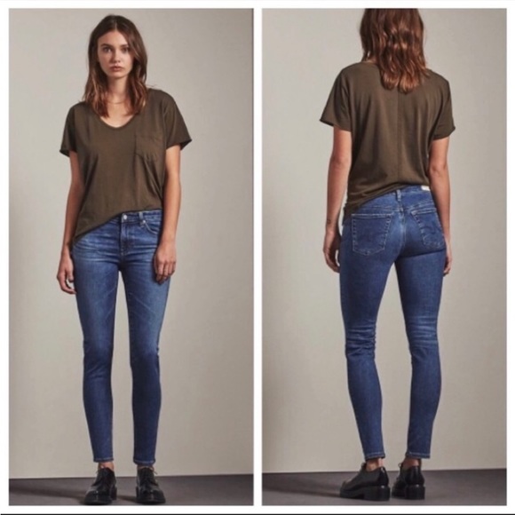 Adriano Goldschmied blue jeans waist 26R 98% cotton legging ankle super skinny - Picture 2 of 15